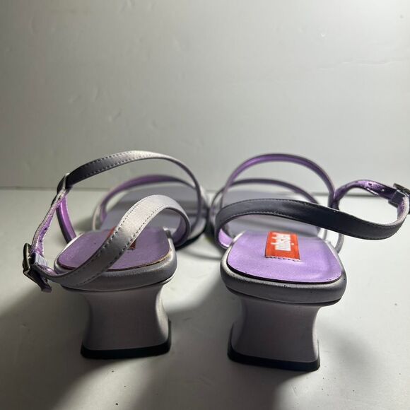 Vintage Y2K 2000s 90s square toe block he light purple high heels shoes 8 - Picture 7 of 8